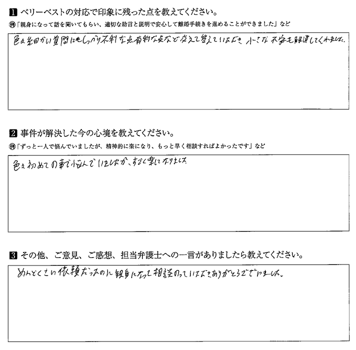 不利な点、有利な点を教えていただき不安が解消しました。