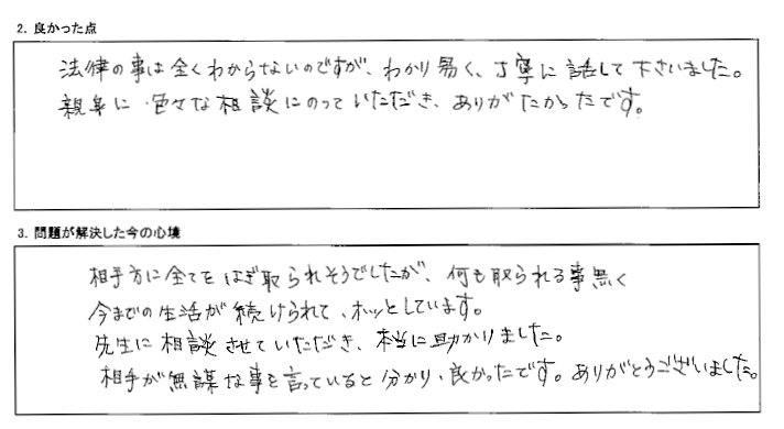 全くわからない法律の事、わかり易く丁寧に話してくれました